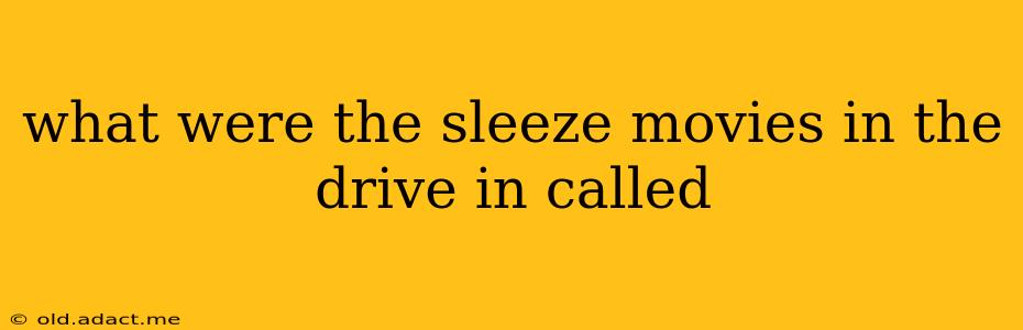 what were the sleeze movies in the drive in called