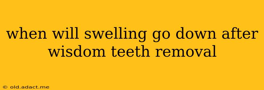 when will swelling go down after wisdom teeth removal